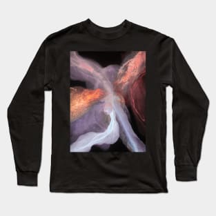 Alcohol ink abstract pink, purple, gold on a black background. Style incorporates the swirls of marble or the ripples of agate. Long Sleeve T-Shirt